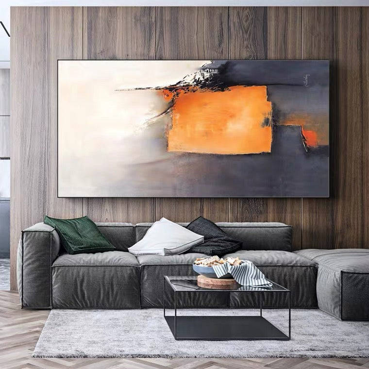 Orange and Black Abstract Art